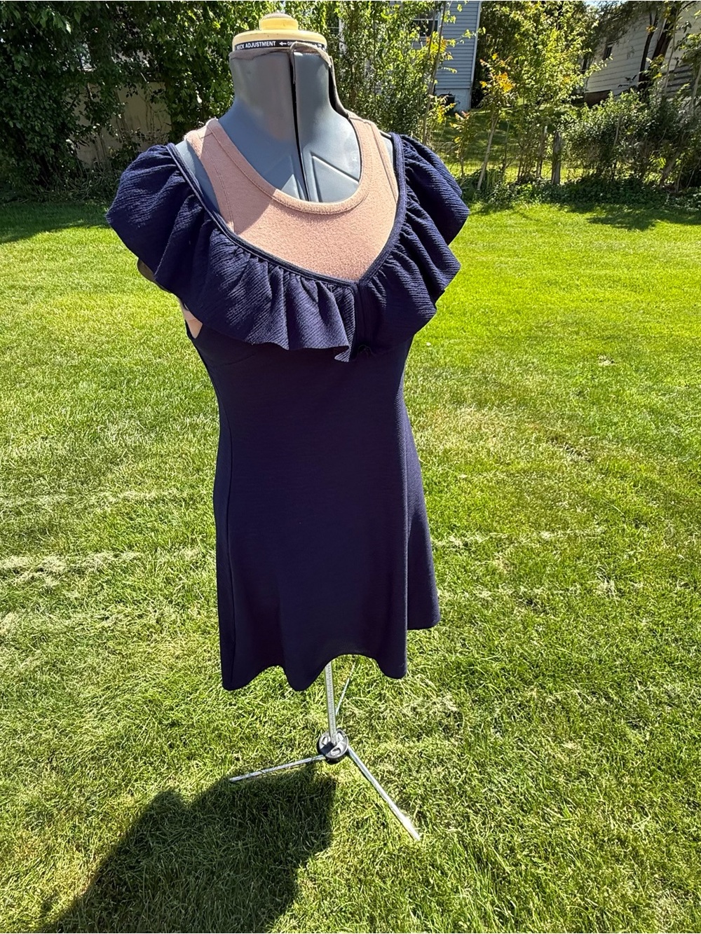 Hem & Thread Navy Ruffle Sleeve Open Tie Back Dress Small Boho Boutique